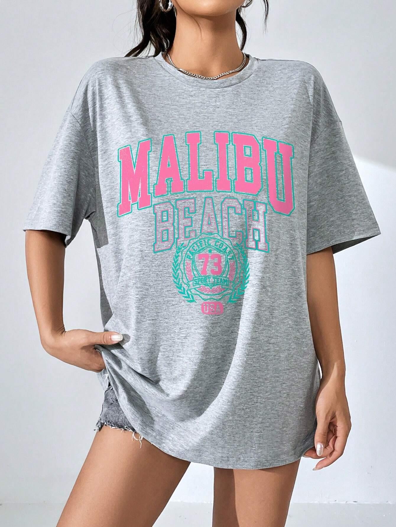 Malibu Beach Stampa di lettere - Streetwear Brand Shirts recensione e prezzo